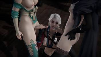 The Witcher Triple Futanari - Ciri has sex with Triss and Yennefer